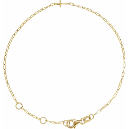 Sideways Cross Paperclip-Style Chain 6 1/2-7 1/2" Bracelet