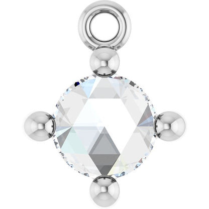 Rose-Cut 1/4 CT Natural Diamond Cabochon Dangle