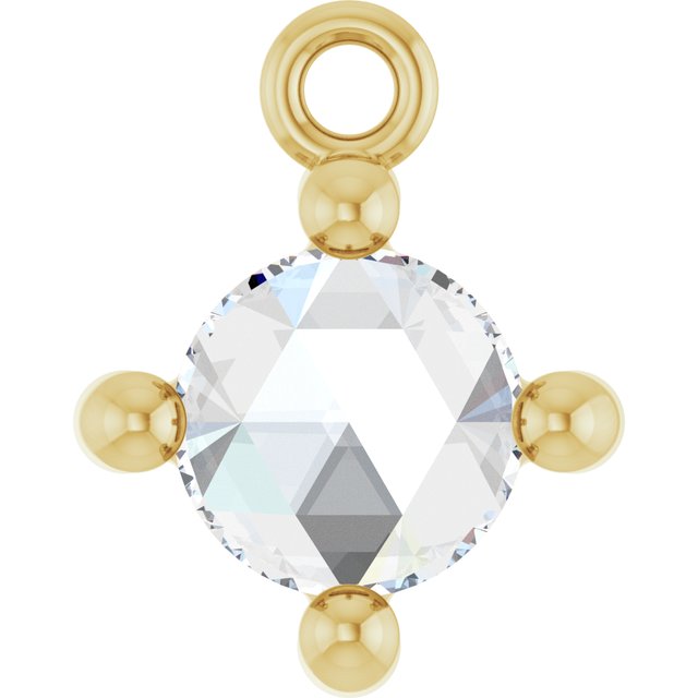 Rose-Cut 1/4 CT Natural Diamond Cabochon Dangle