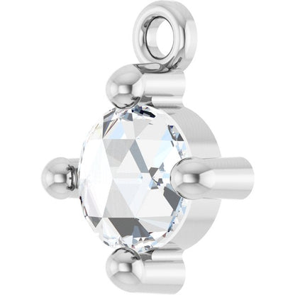 Rose-Cut 1/4 CT Natural Diamond Cabochon Dangle