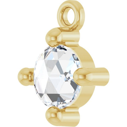 Rose-Cut 1/4 CT Natural Diamond Cabochon Dangle
