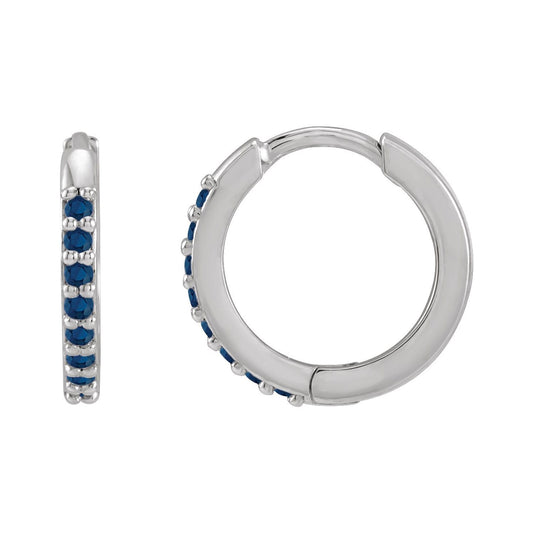 Lab-Grown Blue Sapphire Hinged Hoop Earrings
