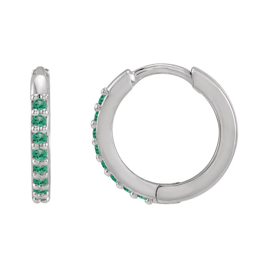 Lab-Grown Emerald Hinged Hoop Earrings