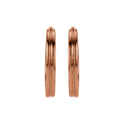 Grooved Hinged Huggie Hoop Earrings
