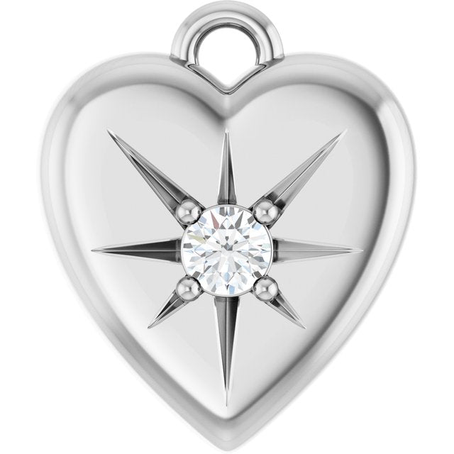 .03 CT Natural Diamond Heart Dangle, 8.7 mm x 10.4 mm