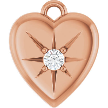 .03 CT Natural Diamond Heart Dangle, 8.7 mm x 10.4 mm