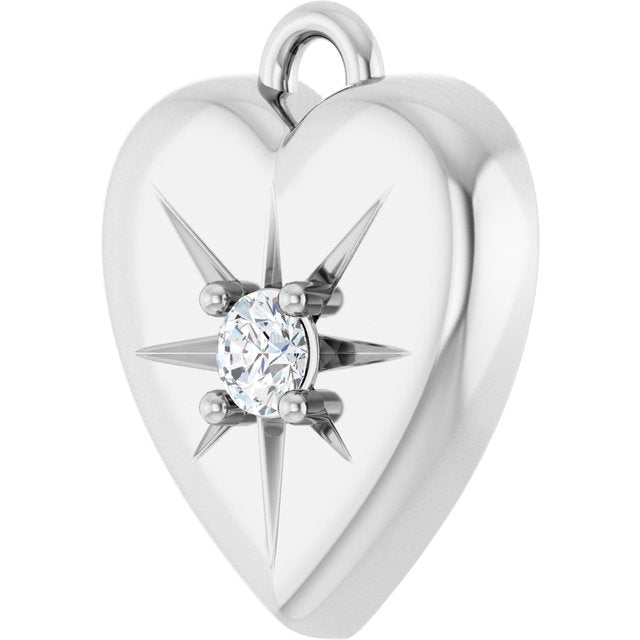 .03 CT Natural Diamond Heart Dangle, 8.7 mm x 10.4 mm