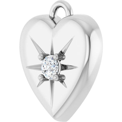 .03 CT Lab-Grown Diamond Heart Dangle, 8.7 mm x 10.4 mm