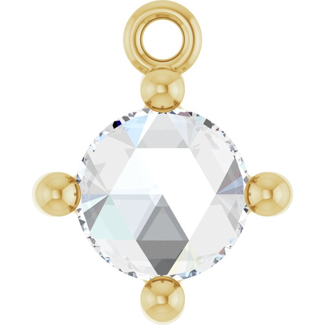 Rose-Cut 1/3 CT Natural Diamond Cabochon Dangle