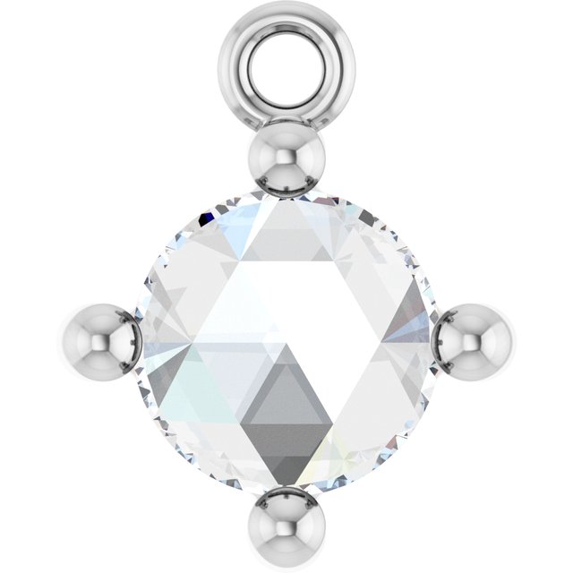 Rose-Cut 1/3 CT Natural Diamond Cabochon Dangle