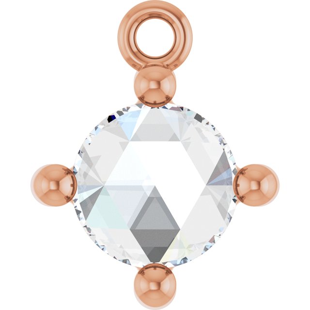 Rose-Cut 1/3 CT Natural Diamond Cabochon Dangle
