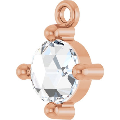 Rose-Cut 1/3 CT Natural Diamond Cabochon Dangle