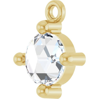 Rose-Cut 1/3 CT Natural Diamond Cabochon Dangle