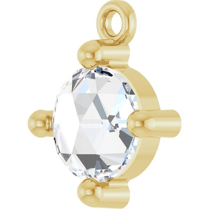 Rose-Cut 1/2 CT Natural Diamond Cabochon Dangle