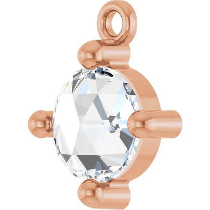 Rose-Cut 1/2 CT Natural Diamond Cabochon Dangle