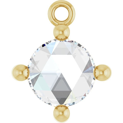 Rose-Cut 1/2 CT Natural Diamond Cabochon Dangle