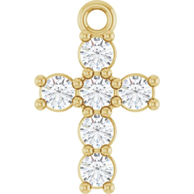 1/4 CTW Natural Diamond Cross Dangle, 8.3 mm x 12.8 mm