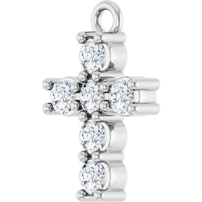 1/4 CTW Natural Diamond Cross Dangle, 8.3 mm x 12.8 mm