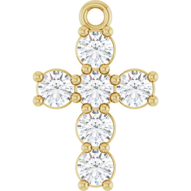 1/2 CTW Natural Diamond Cross Dangle, 9.8 mm x 14.9 mm