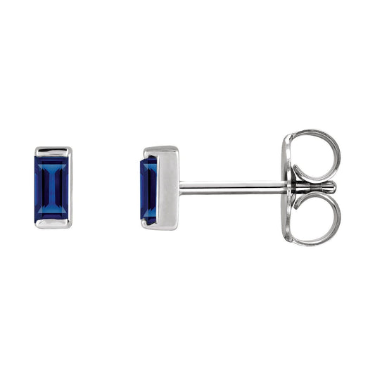 14K White Gold Lab-Grown Blue Sapphire Earrings (88107)