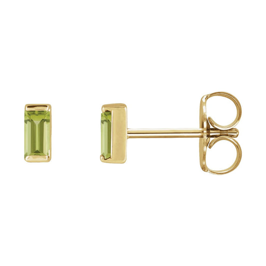 14K Yellow Gold Natural Peridot Channel-Set Earrings
