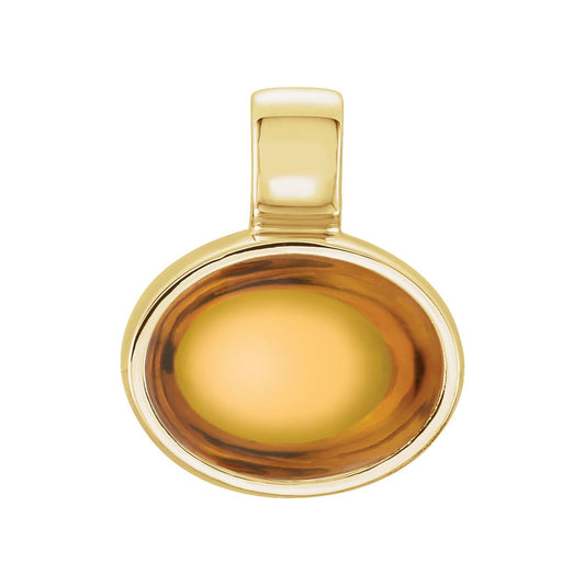 14K Yellow Gold Natural Citrine Cabochon Pendant