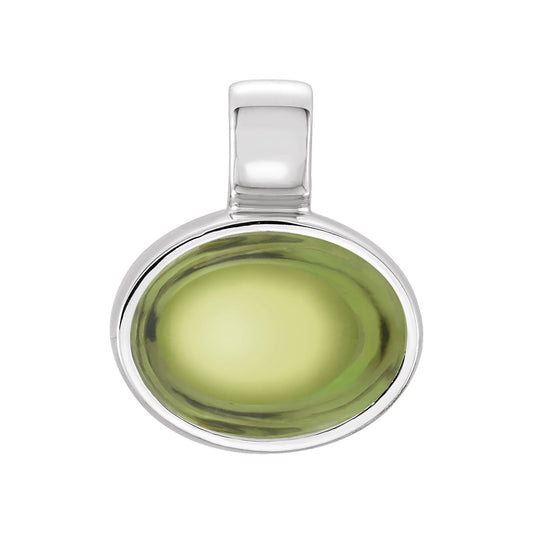 Sterling Silver Natural Peridot Cabochon Pendant