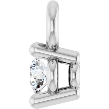 Round .02 CT Natural Diamond 2-Prong Dangle