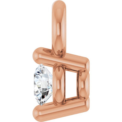 Round .02 CT Natural Diamond 2-Prong Dangle