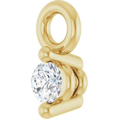 Round .02 CT Natural Diamond 2-Prong Dangle