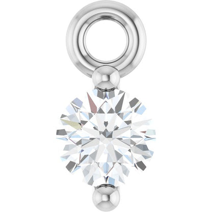 Round .06 CT Natural Diamond 2-Prong Dangle