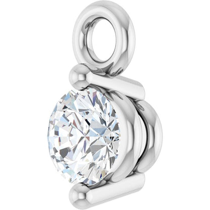 Round .06 CT Natural Diamond 2-Prong Dangle