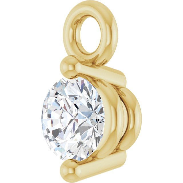 Round .06 CT Natural Diamond 2-Prong Dangle