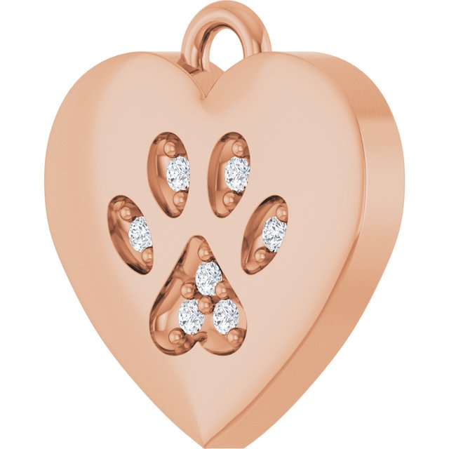 .02 CTW Lab-Grown Diamond Paw Print Heart Dangle