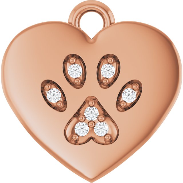 .02 CTW Lab-Grown Diamond Paw Print Heart Dangle