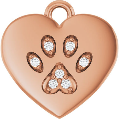 .02 CTW Lab-Grown Diamond Paw Print Heart Dangle