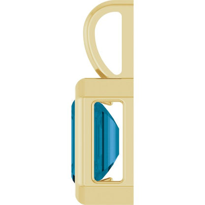 14K Yellow Gold Natural London Blue Topaz Pendant, 16.8 x 8.4 mm