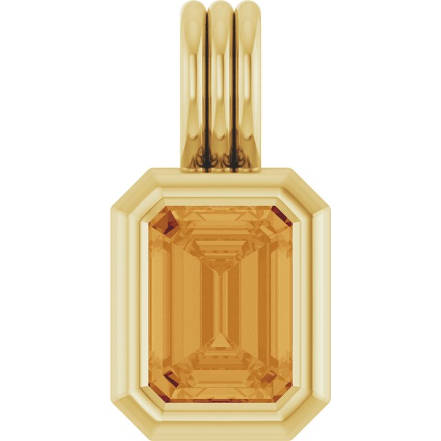 14K Yellow Gold Natural Citrine Pendant, 16.8 x 8.4 mm