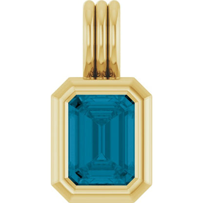 14K Yellow Gold Natural London Blue Topaz Pendant, 16.8 x 8.4 mm