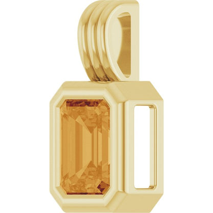 14K Yellow Gold Natural Citrine Pendant, 16.8 x 8.4 mm