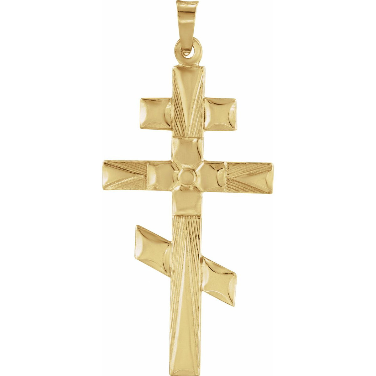 14K Yellow Gold 32x18 mm Orthodox Cross Pendant