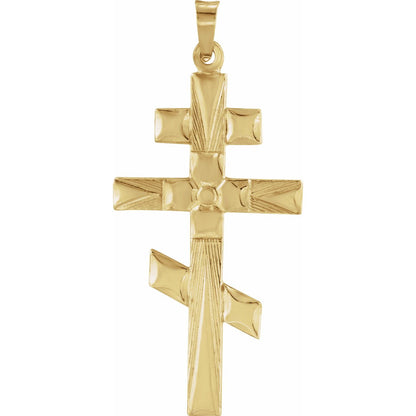 14K Yellow Gold 32x18 mm Orthodox Cross Pendant
