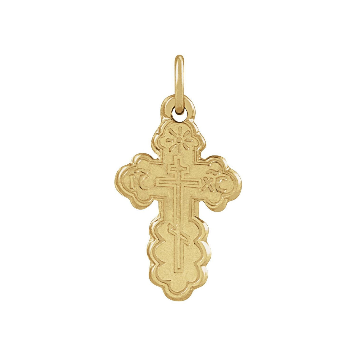 14K Yellow Gold 12x8 mm Orthodox Cross Pendant