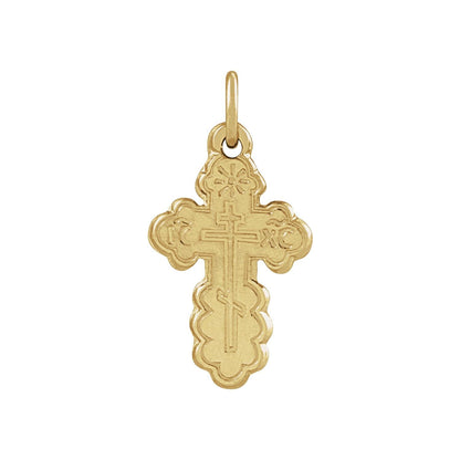 14K Yellow Gold 12x8 mm Orthodox Cross Pendant
