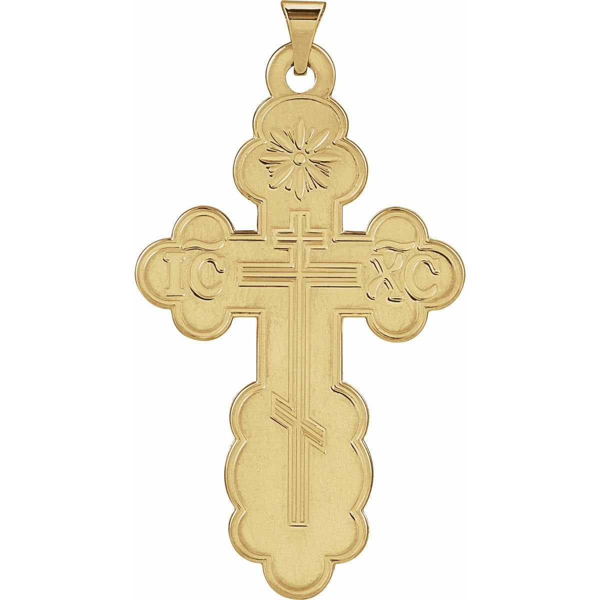 14K Yellow Gold 40x26 mm Orthodox Cross Pendant