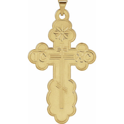 14K Yellow Gold 40x26 mm Orthodox Cross Pendant