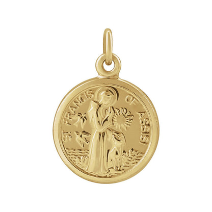 14K Yellow Gold 10.15x12 mm St. Francis of Assisi Medal