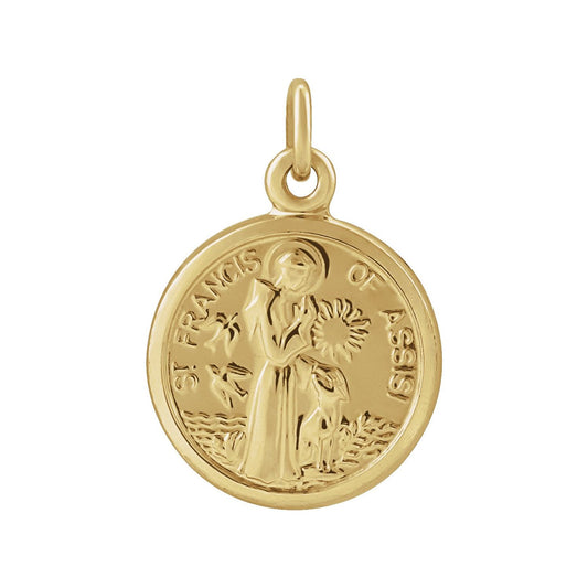 14K Yellow Gold 10.15x12 mm St. Francis of Assisi Medal