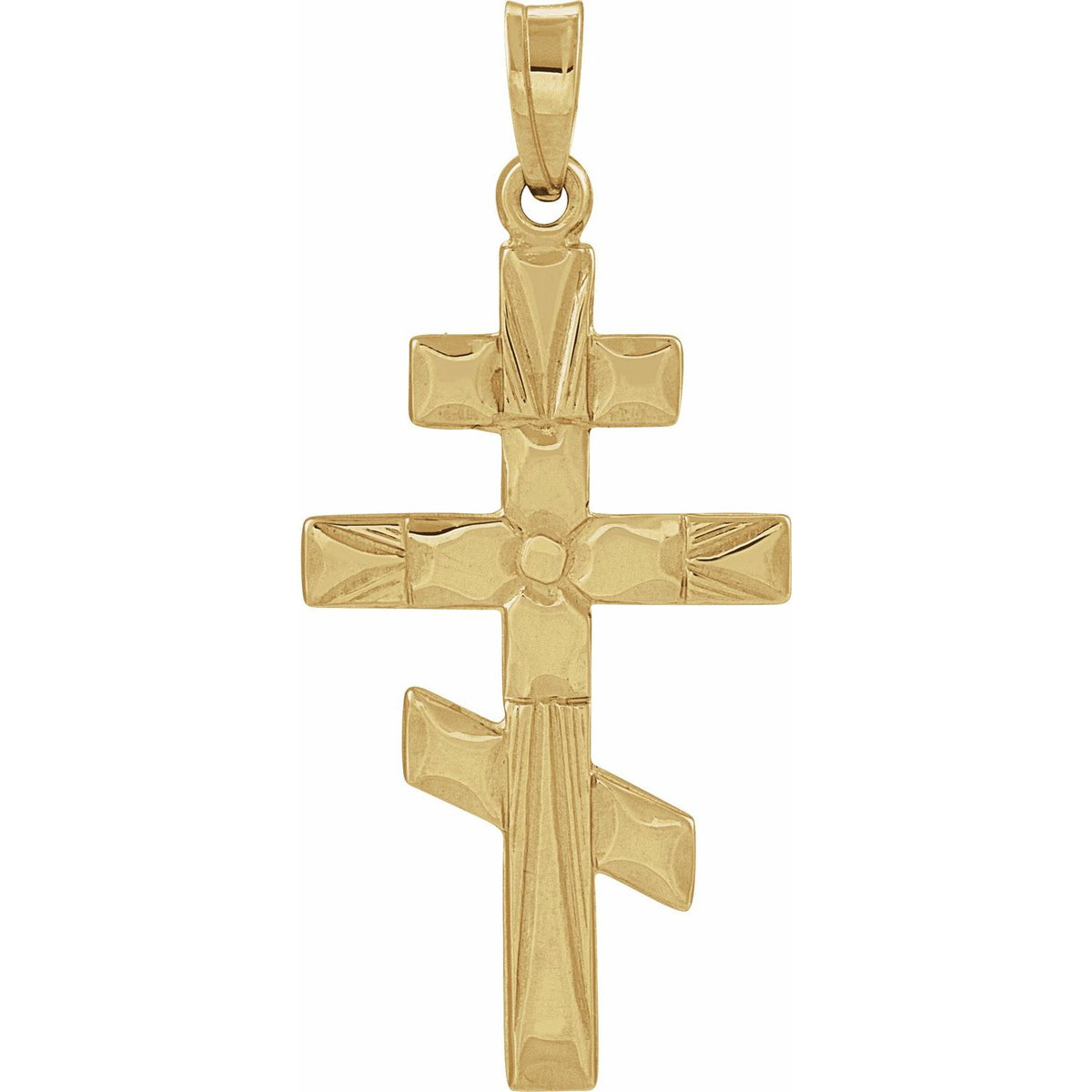 14K Yellow Gold 26x15 mm Orthodox Cross Pendant