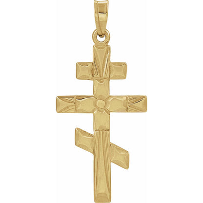 14K Yellow Gold 26x15 mm Orthodox Cross Pendant